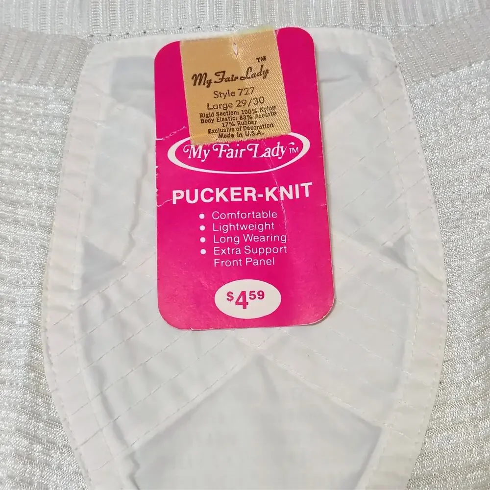 1960s My Fair Lady Pucker Knit Panty Girdle Stocking Fastener Size Large